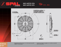 Ventilátor SPAL univerzálny tlačný 12V priemer 255mm 10 lopatiek VA11-AP7/C-57S / OEM 3MTV078 - 413137 - 540059800 - 540059801 - 540059803 - 781157 - 781187 Carrier