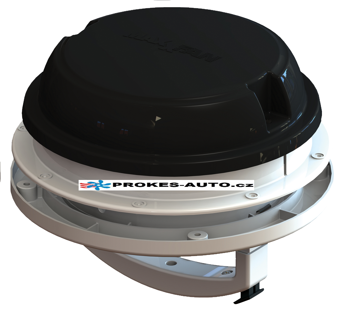 Strešné / nástenný ventilátor MaxxAir Maxxfan Dome Plus 12V, čierny, s LED osvetlením AIRXCEL