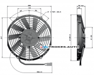 Axiálny ventilátor sacia Ø 255mm 12V GENERAL CAB 90050263 / 90050399 / 90050507 GENERAL CAB ITALY